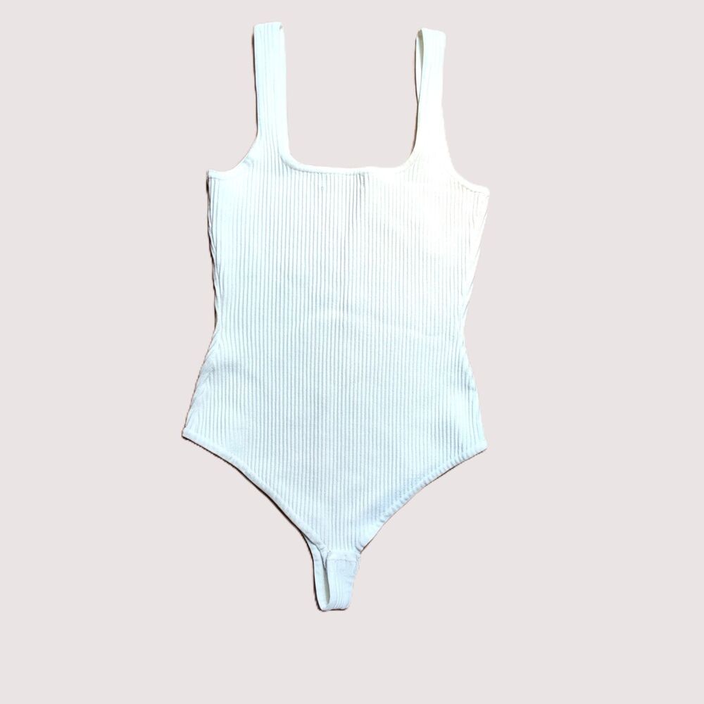 Altar’d State White Ribbed Bodysuit Womens Medium Sleeveless Stretch - Picture 2 of 7